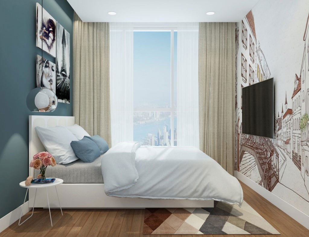 Hình ảnh 3D: bản vẽ thiết kế nội thất căn hộ 80m2 [2 phòng ngủ] chung cư Vinhomes Central Park
