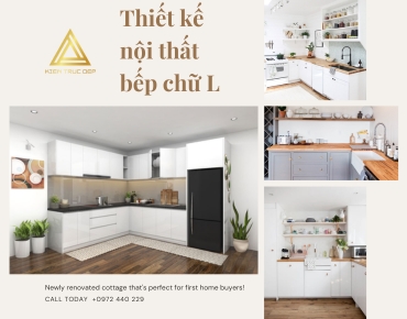 Thiết kế nội thất bếp chữ L cho căn hộ 1 phòng ngủ Vinhomes