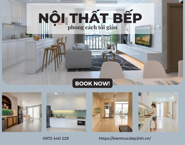 Thiết kế nội thất bếp phong cách tối giản cho nội thất căn hộ Vinhomes